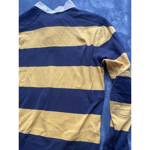 Mens Vintage Polo Ralph Lauren Blue Stripped Rugby Long Sleeve Shirt size L - Picture 8 of 11